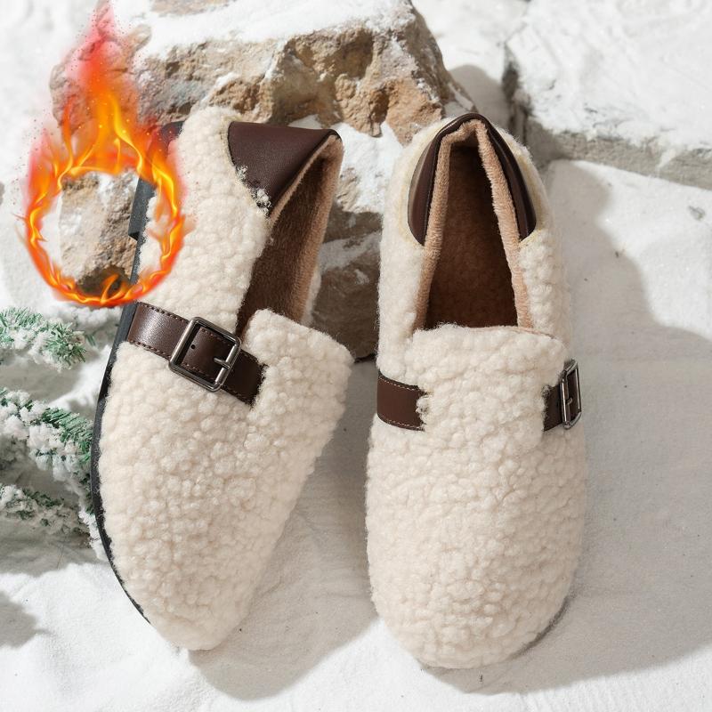 Women's Cotton Shoes Low-cut Lamb Wool Warm Peas Cotton Slippers Indoor and Outdoor Fashion Cotton Shoes