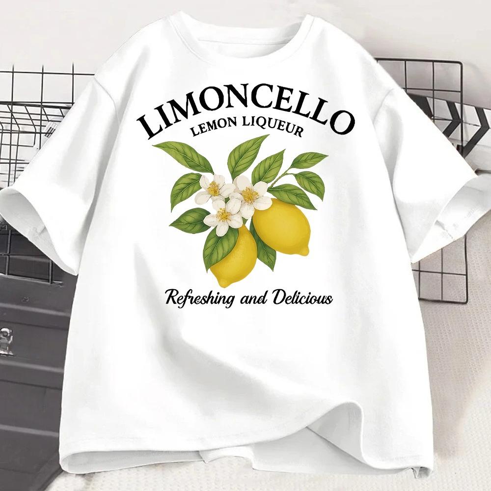 Lemon Letter Print Tshirt Short Sleeve Crew Neck Casual Top For Summer Unisex Kawaii Streetwear Graphic Tees Vintage Fruit Shirt