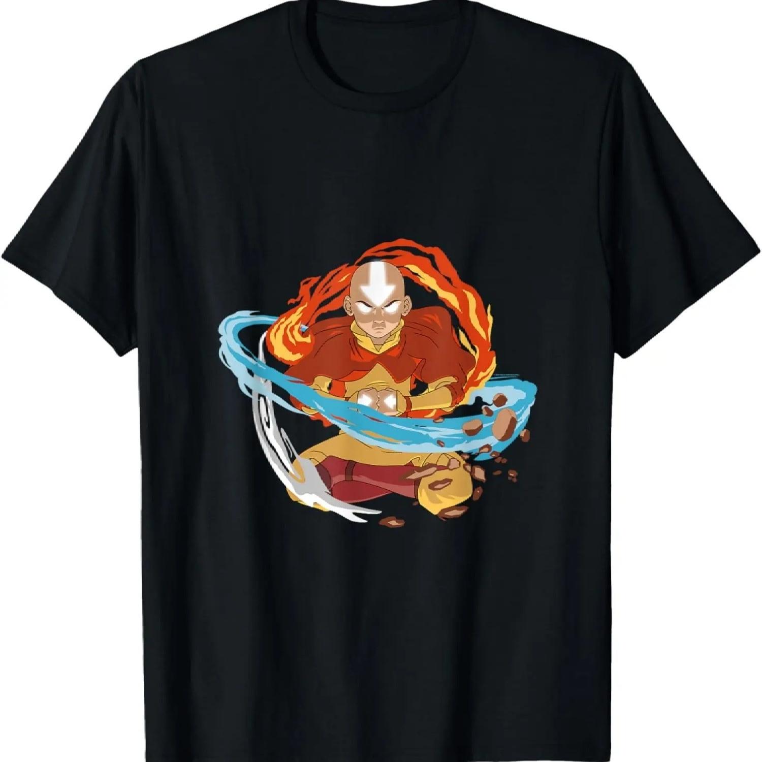 Аватар Аанг Магия Стихий Вода Огонь Воздух Земля Поза Сияние Футболка S