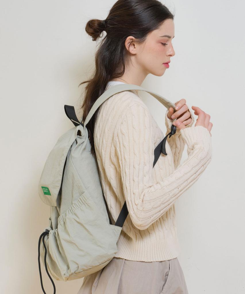 Benetton Shirred Laptop Backpack - [Light Khaki]