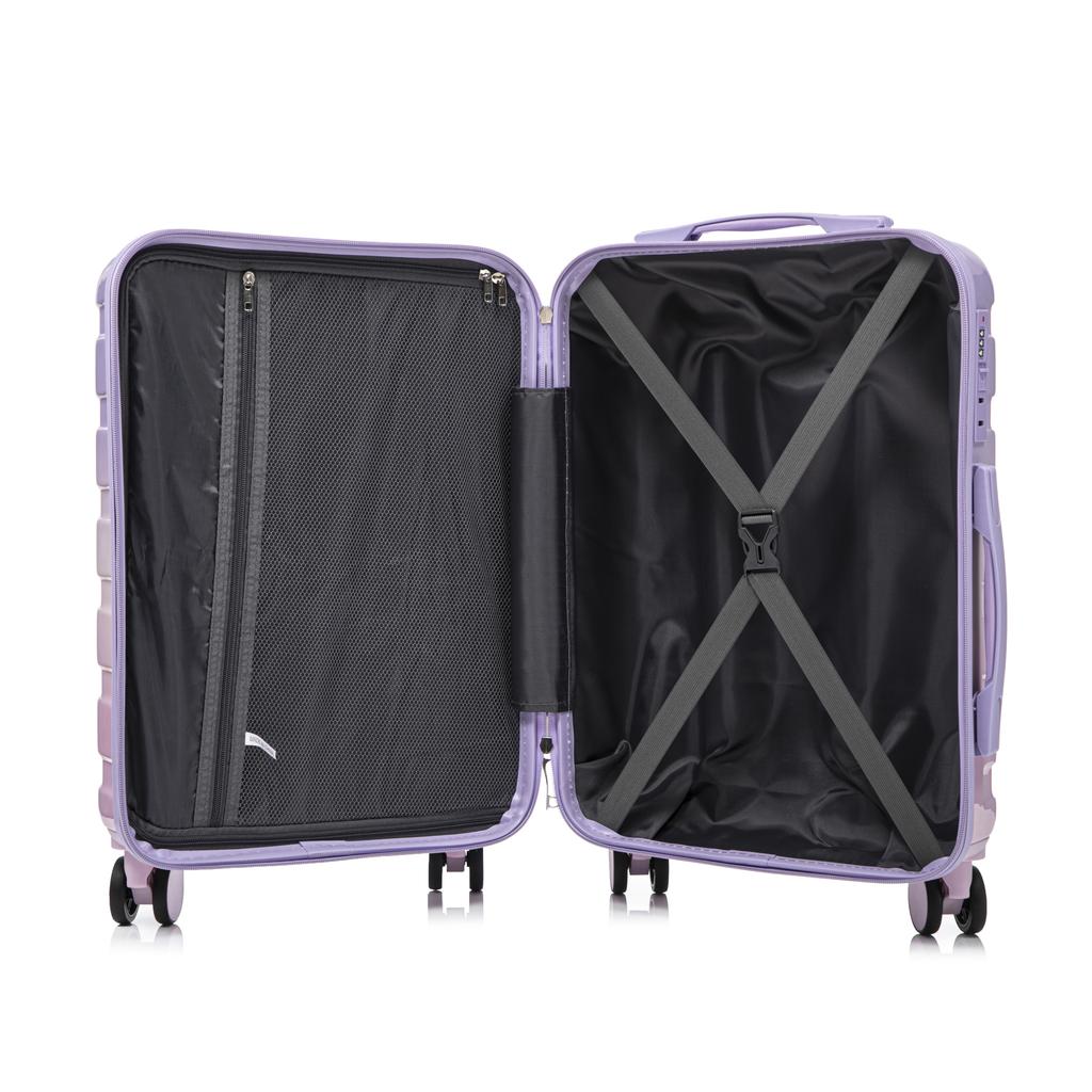 14"/20" 2-Piece PC Spinner Suitcase Set with Combination Lock & 14" Cosmetic Bag (Purple)