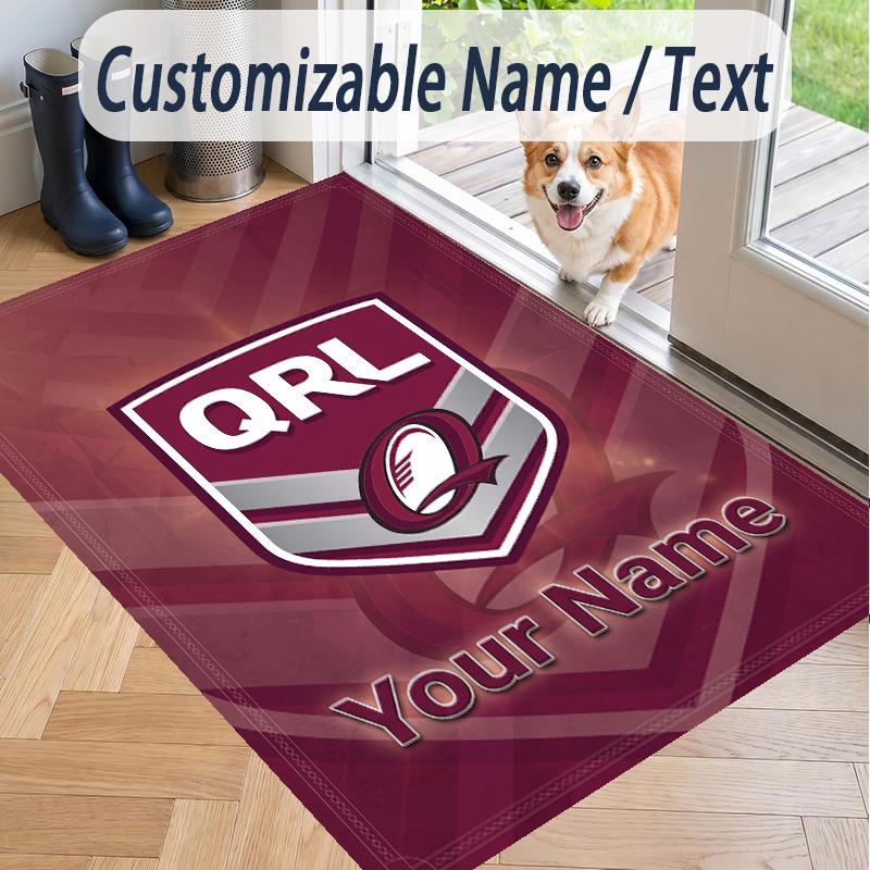 Custom Text Printed Rug Queensland Maroons Non Slip Floor Carpet For Home Room Decor