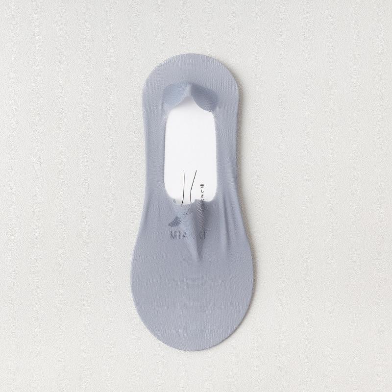 Summer Thin Boat Socks for Women, Solid Color, Versatile, Mesh Breathable, Shallow Mouth, Invisible Socks, Silicone Anti-drop, 100 Cotton Short Tube