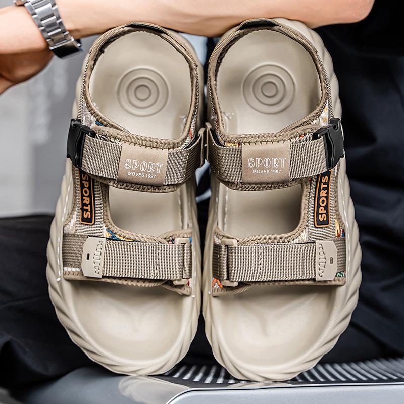 Fashion Summer Adolescent Breathable Flat Bottomed Soft Fashionable Leisure Sandals Men's Ventilation Non-slip Seaside Outdoor Sandals