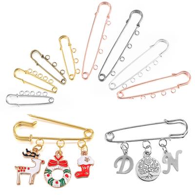 5/10Pcs 50 80 90mm Safety Pins Brooch Blank Base Brooch Pins Pins 3/5 Rings Jewelry Pin for Jewelry Making Supplies Accessories