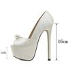 Liyke Fashion Design Pearl Peep Toe Party Nightclub Stripper High Heels Wedding Banquet Shoe Cozy Silk Platform Pumps Women Mule