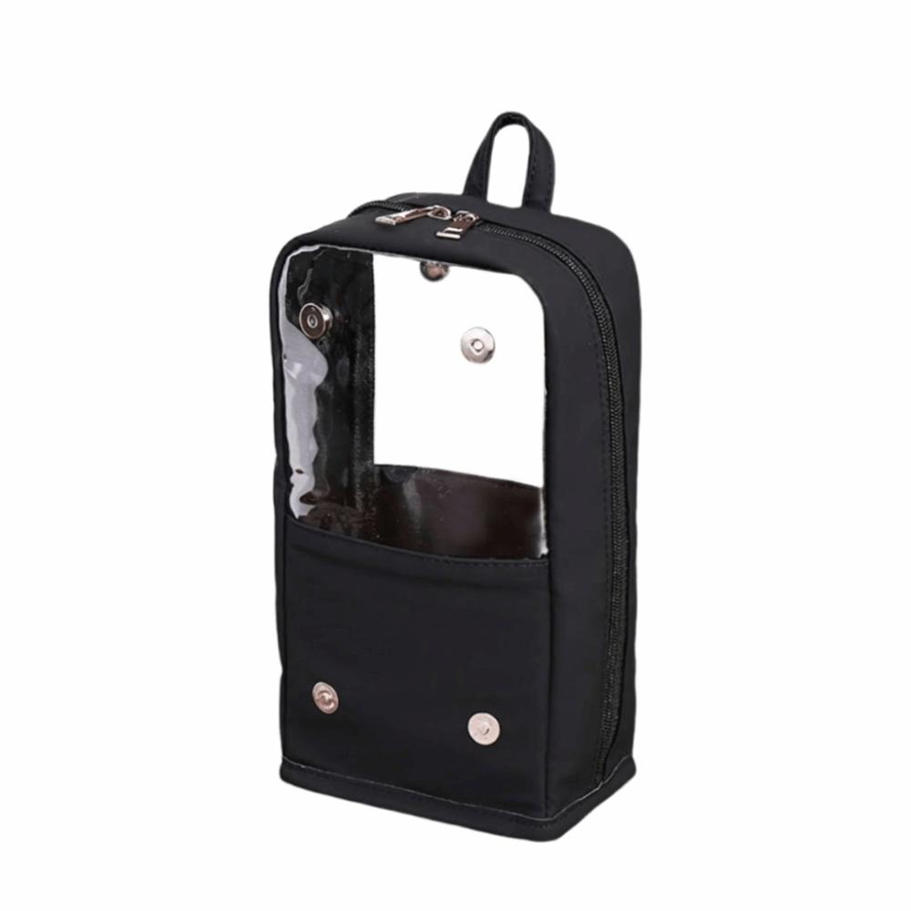 

Waterproof Transparent Makeup Bag Stand-up Design Clear Toiletries Organizer Cosmetic Bag Travel Black 13x8x25cm