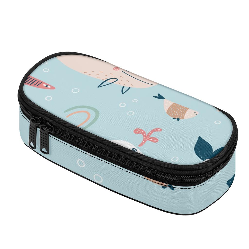 Pencil Pouch Organized Storage Secure Zipper 300D Polyester with Mesh Pocket Removable Divider and Pen Slots for Classroom Use