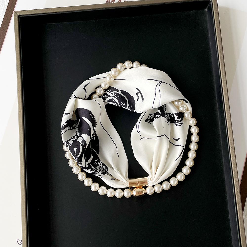 Magnetic Buckle Small Scarf Diamond Studded Magnetic Buckle Scarf Women'S Necklace Headband Scarf Light Luxury Exquisite