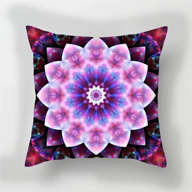 Home Decoration Pillow Case Contrast Flower Print Cushion Cover Car Office Gradient