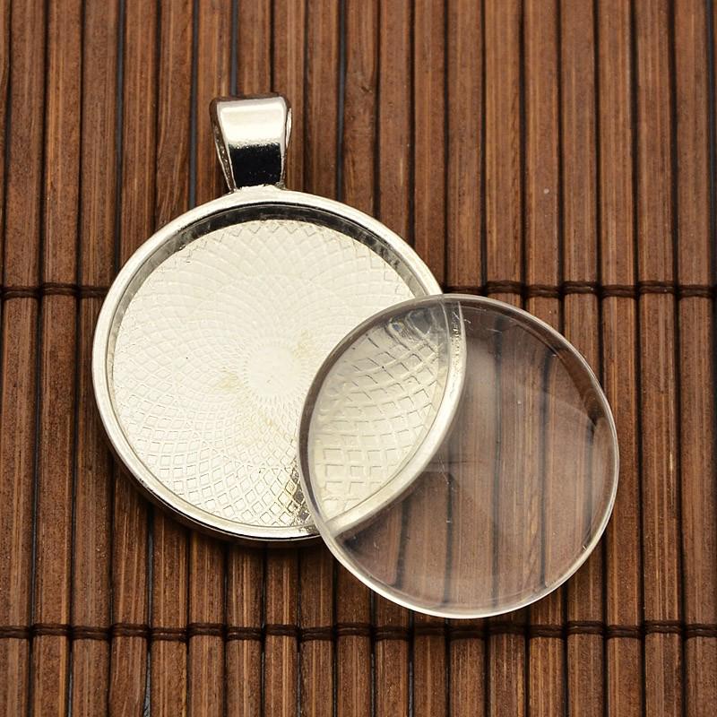 DIY Retro Oval Time Gem Glass Pendant Base Jewelry Accessory