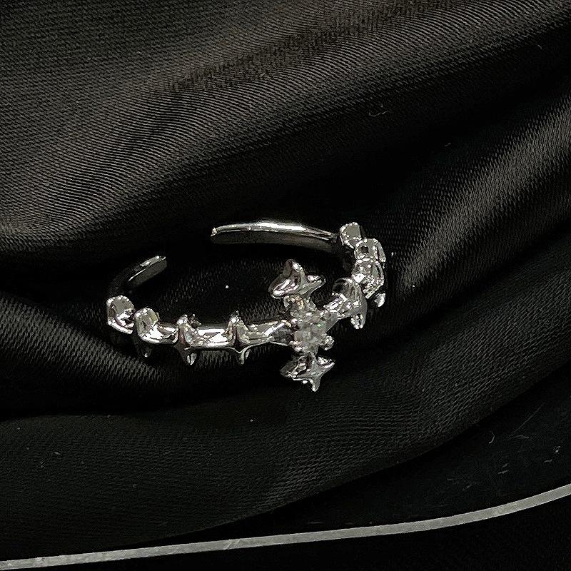 Light Luxury Pink Bow Open Ring Series Cold Wind Advanced Index Finger Ring Niche Design Ring