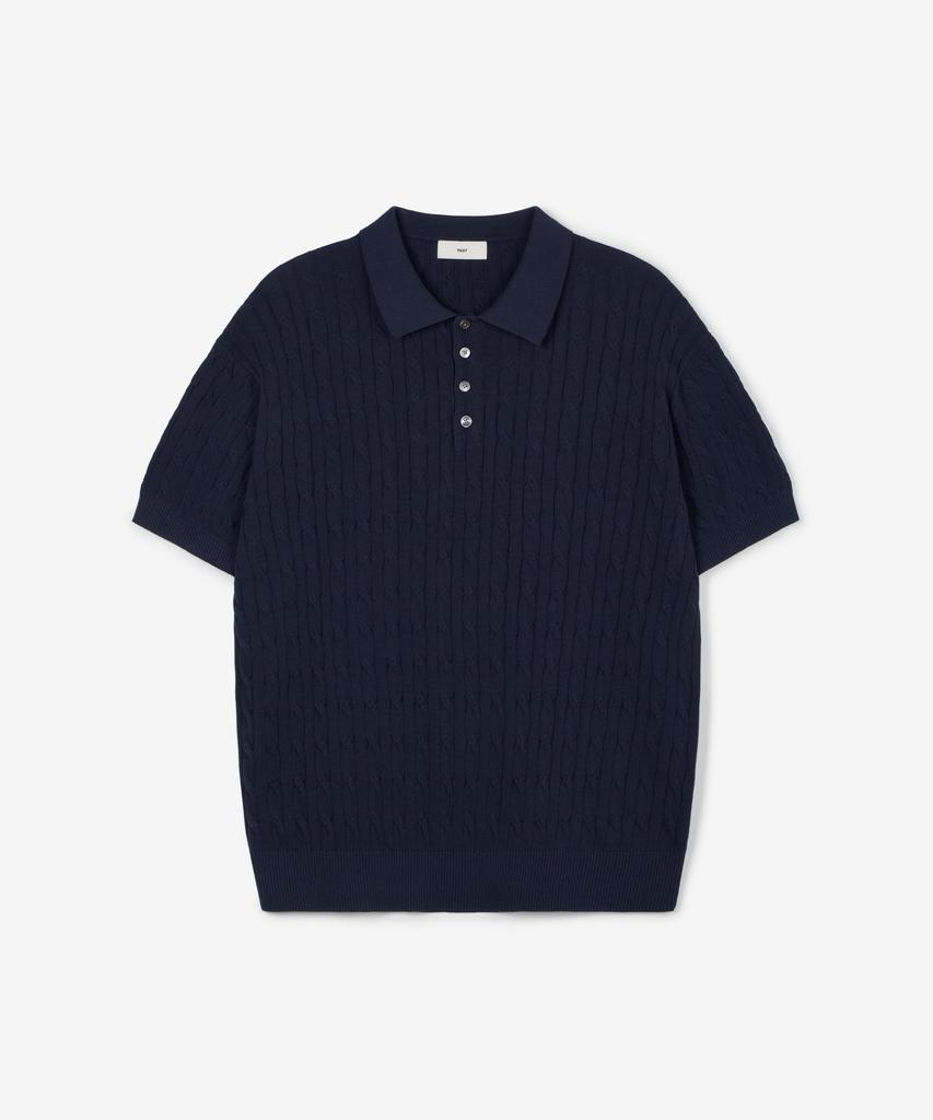 Tienjiti W Cable Polo Washable Knit (Navy) Tnsw6E206N2