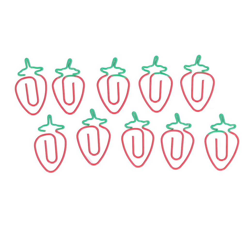 100Pcs Strawberry Paper Clips Electroplated Metal Strawberry Style Wide Application Cute Paper Clips