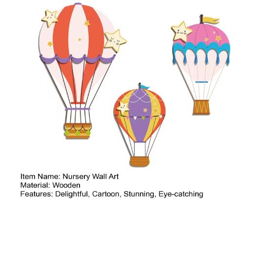 3 Pcs Hot Air Balloon Wall Decor Boho Wooden Nursery Wall Art for Living Room Bedroom Hallway Baby Shower Home Decor