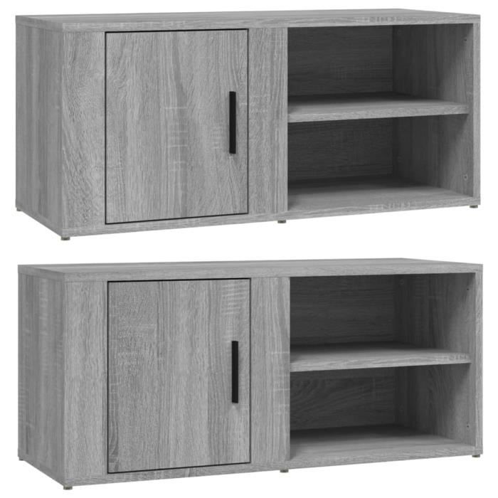 819449 vidaXL TV Stands 2 Pcs Sonoma Grey 80x31.5x36 Cm Engineered Wood