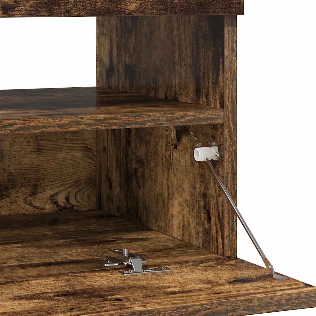 TV Cabinet with LED Lights Smoked Oak Finish 80 x 35 x 40 cm