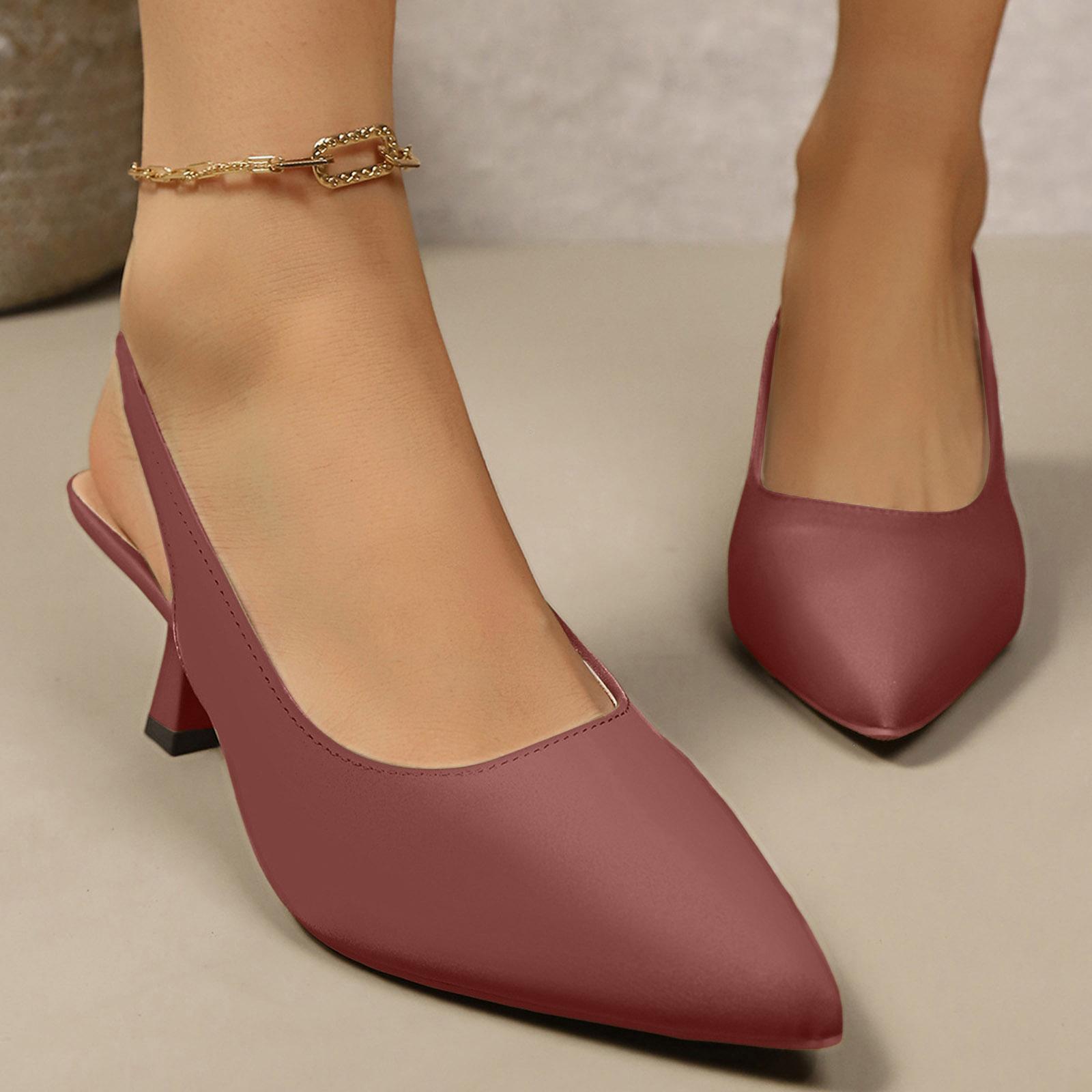 Women S Sandals Summer Satin High Heeled Sandals Low Cut Backless Round Toe High Heels For Women Womens High Heels With Straps 36 винный