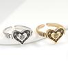 Vintage Distressed Embossed Heart Open Ring For Women Unique High End Versatile Personality Jewelry Fashion Accessory