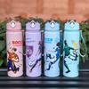 Soccer 750Ml Water Bottle Cute Water Cup With Silicone Straw Leakproof Plastic Waterbottles Summer Water Kettle Football