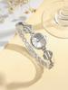 Compact and Versatile Round Arabic Numeral Scale with Diamond Studded Steel Strip Quartz Watch+clover Set