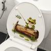 Cartoon Fishing Frog Toilet Sticker Fresh Cute Bathroom Self Adhesive Removable Decor