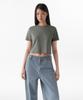 Woman Women'S Crew Neck Crop T-Shirt [Khaki Gray]