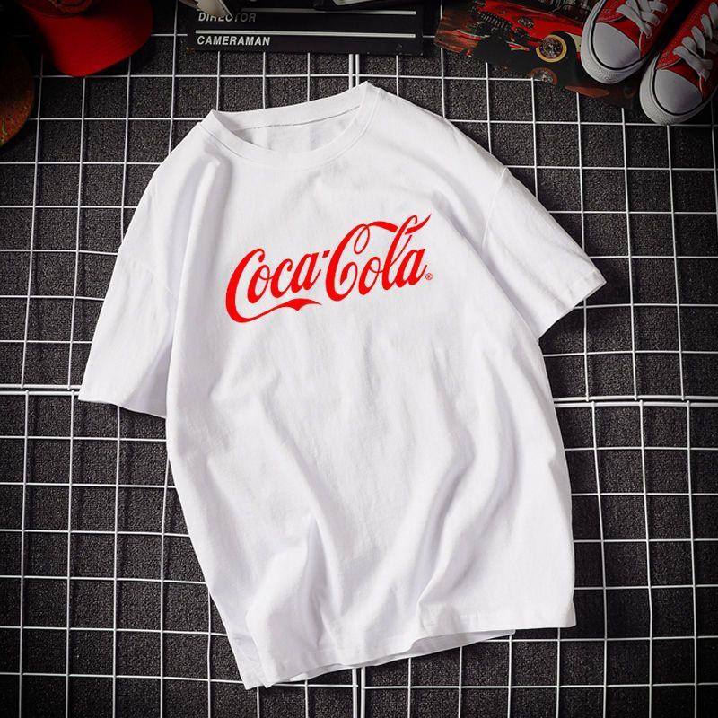Reine Baumwolle Coca-Cola gemeinsame Geden-Kurzarm-T-Shirt Jugend Hong Kong Stil Marke ins Große Größe Männer und Frauen Paare vielseitig