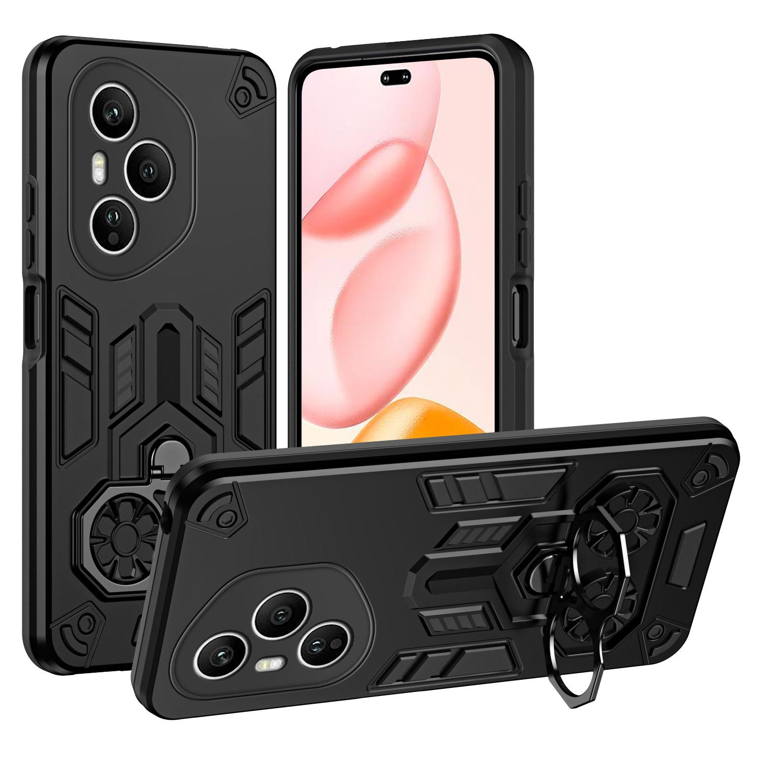 

For Honor 400 Pro 5G (Global) Case Ring Holder Kickstand PC + TPU Shockproof Phone Cover B