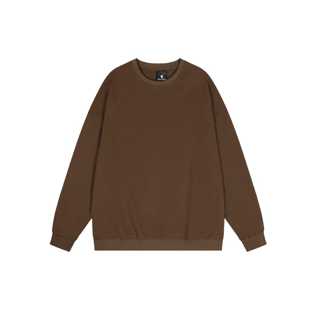Basic Solid Color Fashionable Crew Neck Twill Sweatshirt Luxurious Relaxed-fit Versatile Unisex Long Sleeve Basic Streetwear Sweatshirt