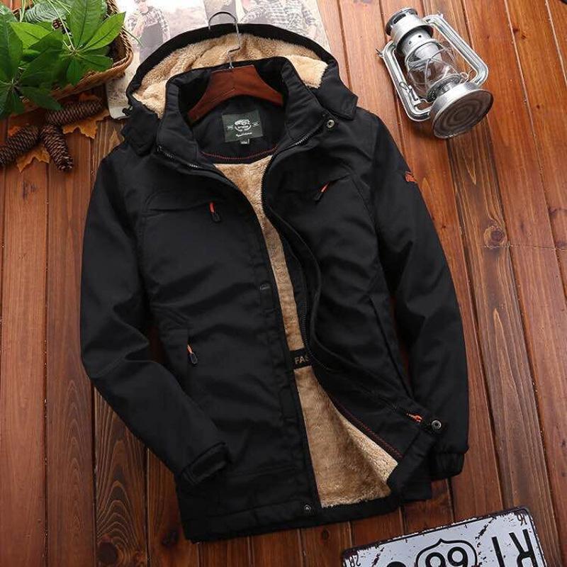 Autumn and Winter New Thickened Outdoor Men's Stand-up Collar Hooded Jacket Winter