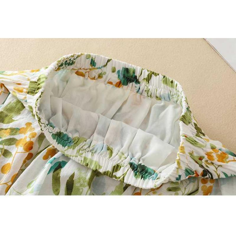 Summer A-Line Floral Big Hem Lined Half-body Skirt