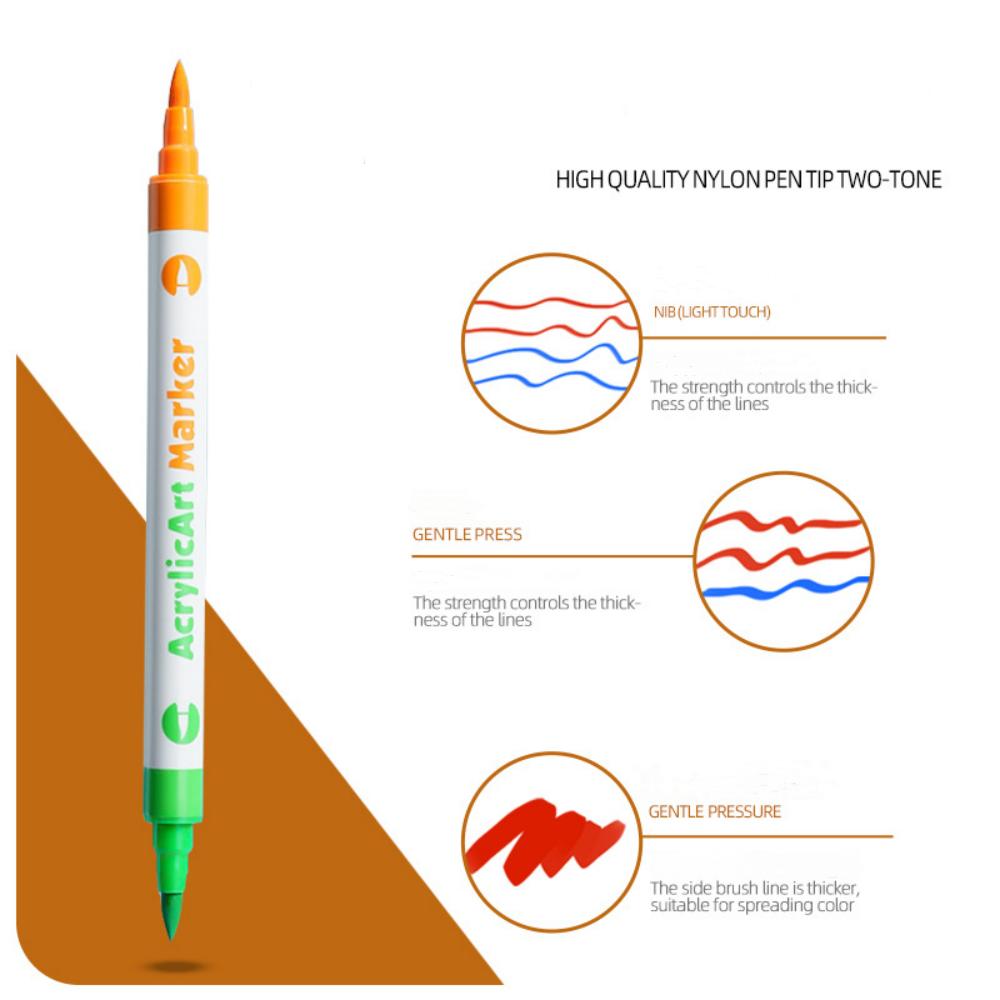 Waterproof Double-ended Two-color Acrylic Marker Water-based Ink for Students Art Painting,Coloring,Stacked Colors Art Supplies