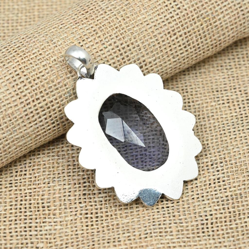 Ametyst Gemstone 925 Sterling Sølv Håndlagde smykker Ovalformet anheng for henne