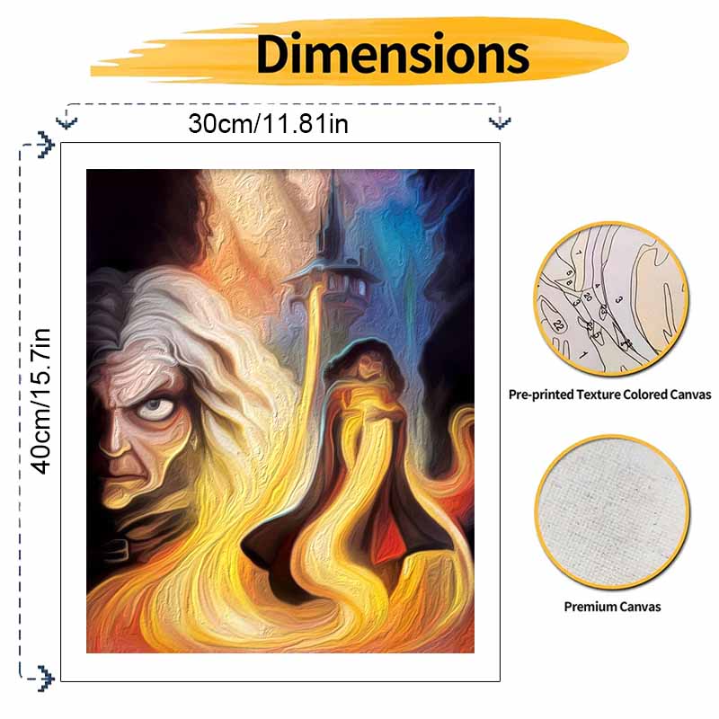 Disney Oil Painting Art Painting Set Mother Gothel Rapunzel Home Wall Decor Handmade Gift