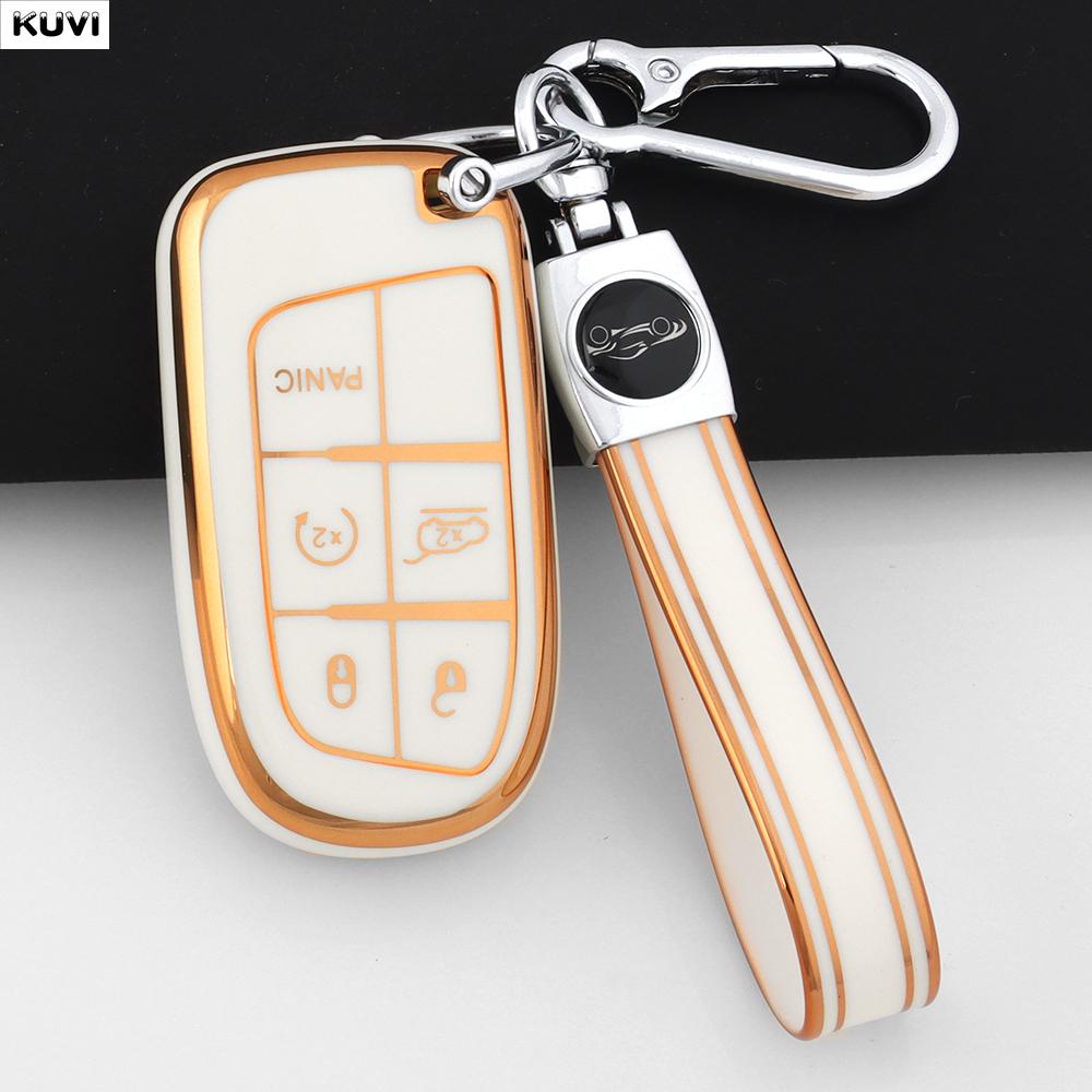Golden 5 Button TPU Car Remote Key Case Cover Shell for Jeep Renegade Frand Cherokee Dodge Journey Charger Chrysler 200 300 300