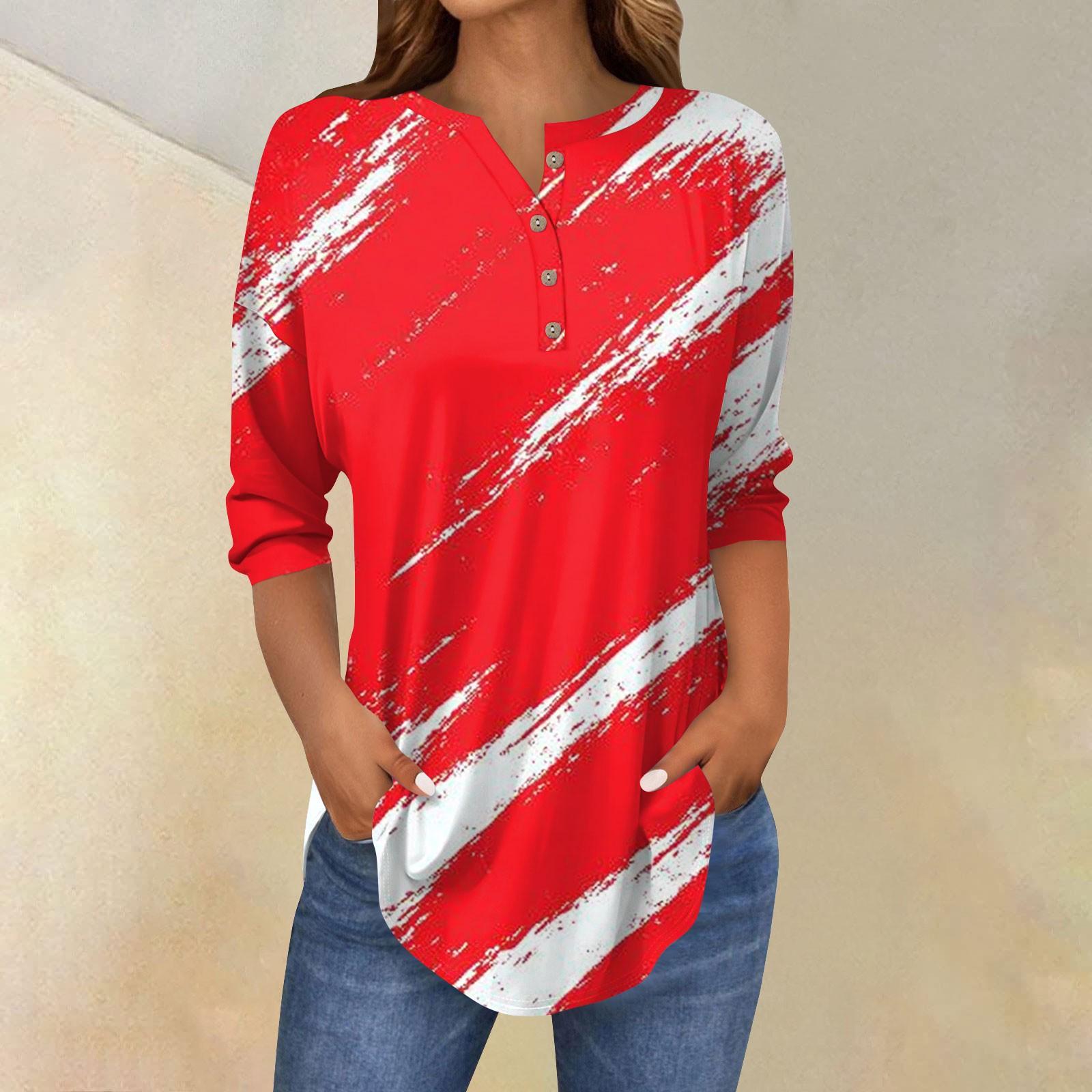 

Women s Fashion Loose Button Collar Halloween Print Long Sleeve T-Shirt Top Pullover S Кіновар
