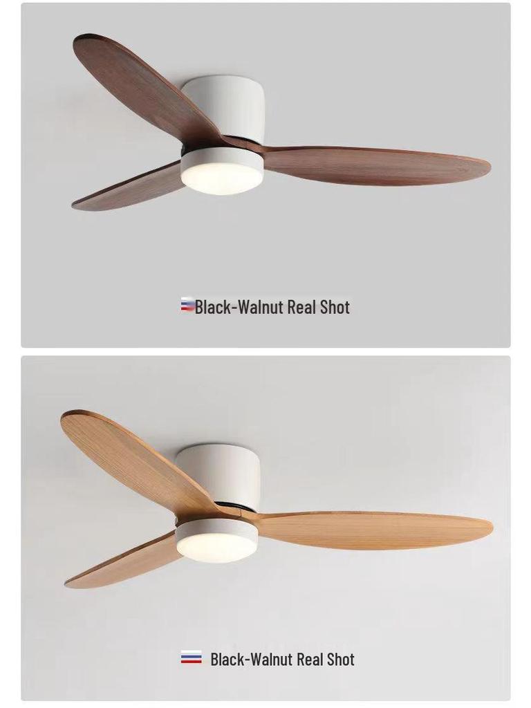 Simple Wooden Ceiling Fan Light for Living Room, Bedroom, or Restaurant with Integrated Lighting and Wooden Fan Blades
