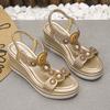 Fashion Fashion Crystals Wedges Heel Sandals Women Summer Chunky Platform Bohemian Sandalias Mujer Slip On High Heels Sandles Female 43