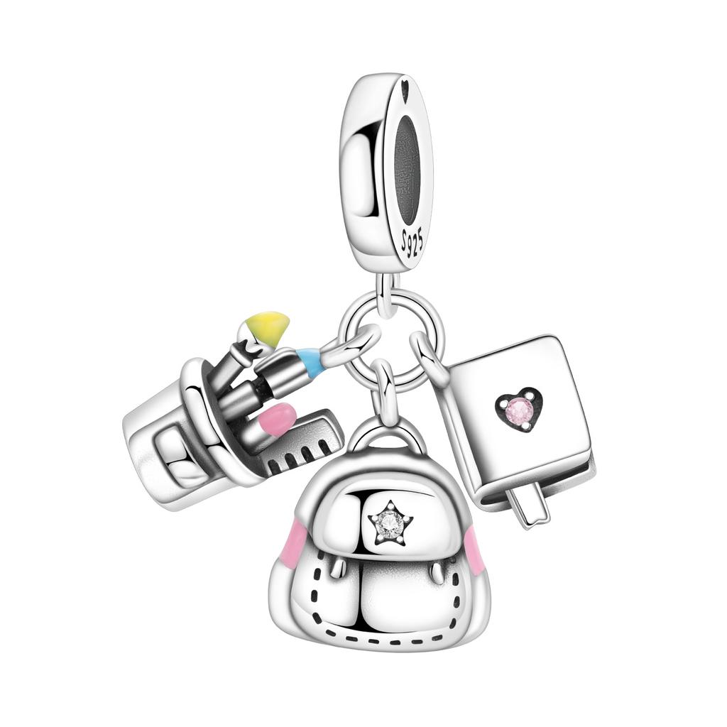 925 Silver Music Rock Pendants Bracelet Charms DIY Jewelry Party Beads Exquisite Festival Gifts Accessories for Women Men