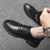 Business Men's Leather Dress Shoes Brogue FlatMale Casual Formal Shoe Black Summer Sale Footwear Offer Size 45 New In Cowhide