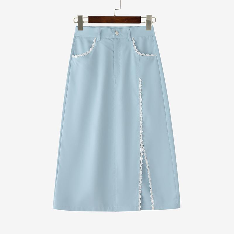 ZANZEA Damskie codzienne letnie spódnice midi z koronkowymi wstawkami