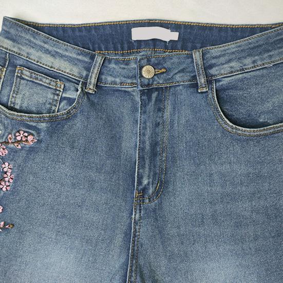 Jeans svasati da donna ricamati a fiori a vita alta jeans a zampa di elefante micro