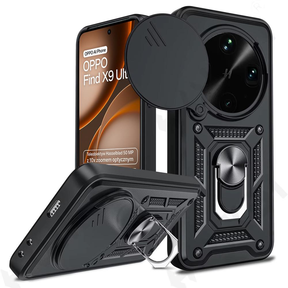 Versterkte hoes voor Oppo Find X9 Ultra, CamShield Slide, zwart