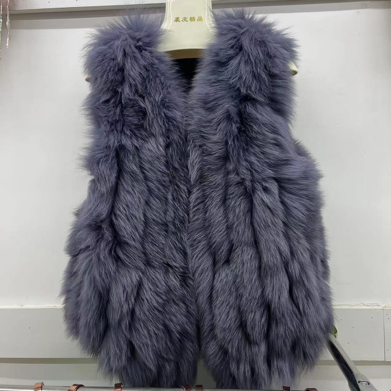 

Жилет из лисьего меха женский из натурального меха осенне-зимний короткий универсальный жилет мех интегрированный молодой мех женщина one size темно-фиолетового