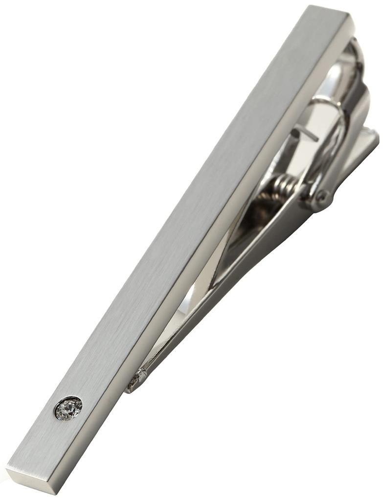 Tie Clip Tie Bar Made In Japan Solid Tie Clip [Duvialno] Men's (Silver (Crystal))