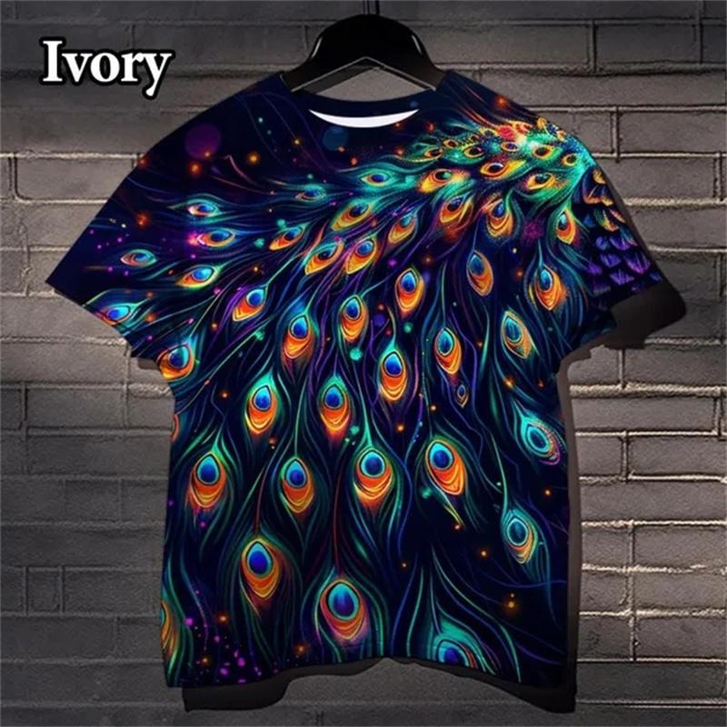 3D Printed Beautiful Peacock T-Shirt For Men Cool Feather Pattern Tees Casual Personality Women Top O-Neck Short Sleeve T Shirts