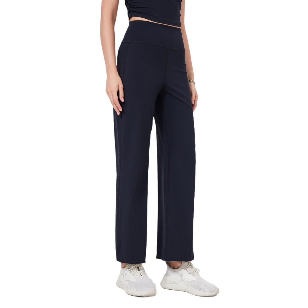 Jogginghose mit hohem Bund, bauchfrei, lockere, gerade geschnittene Sporthose für Damen, schnelltrocknende, dünne Lauf- und Fitnesshose mit Taschen, Yogahose
