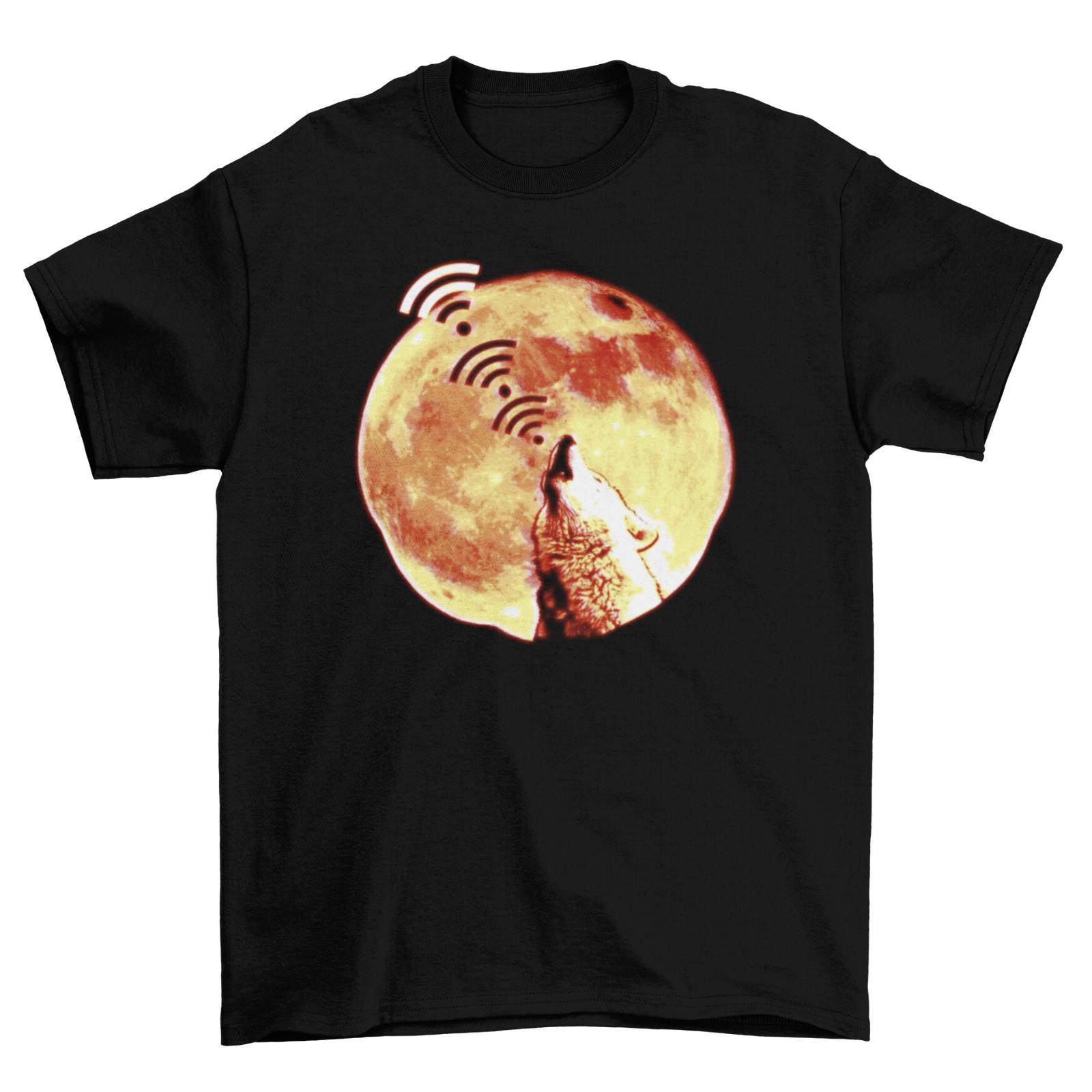 Howling WI-FI Wolf Moon Mens T-Shirt Mens Womens Tees Top wifi /  Cotton Clohting L