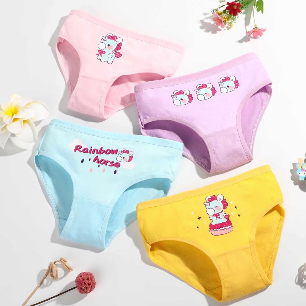 5PC  Baby Cartoon Underwear Girls Cotton Briefs Underpant Children Panties Short 2-10Years